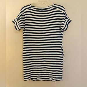 FRNCH Paris White and Navy striped dress.